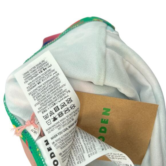 Boden Stripe Trim Swimsuit One Piece Decorative Garden Floral Green Size US 8 - Picture 11 of 11